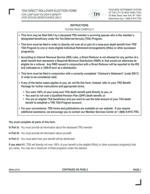 TDA Direct Rollover Election Form