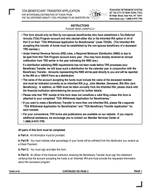 TDA Beneficiary Transfer Application