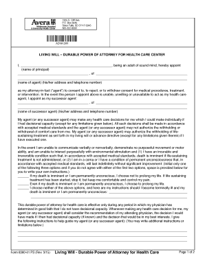 Living Will Durable Power of Attorney for Health Care