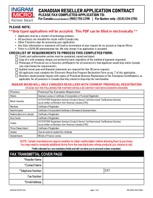 Canadian Reseller Application Contract