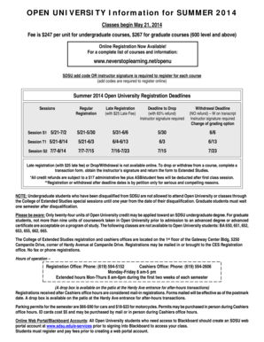 SDSU Open University Summer 2014 Registration Form