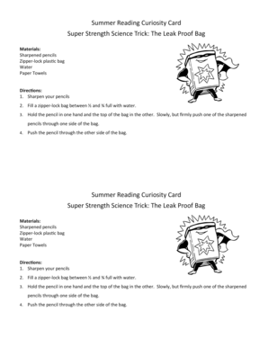 Summer Reading Science Activity Cards