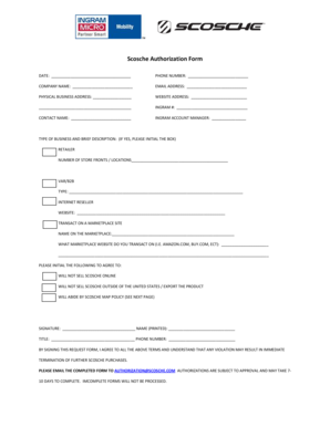 Scosche Authorization Form
