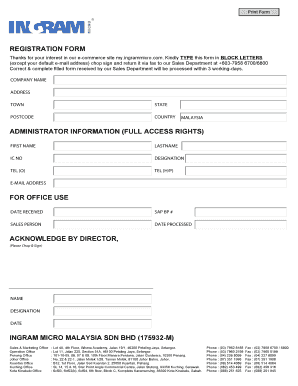 Ingram Micro Malaysia Registration Form