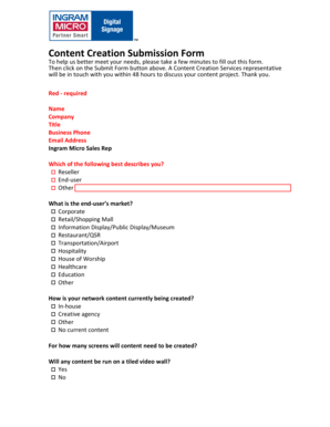 Content Creation Submission Form