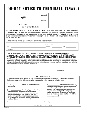 California 60-Day Notice to Quit