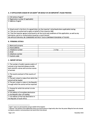 Application to Import Cats and Dogs into South Africa