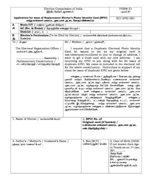 Replacement Elector’s Photo Identity Card Application