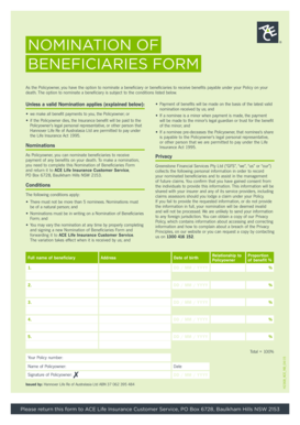Nomination of Beneficiaries Form