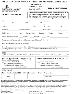 Emergency Evacuation Medical Information Form