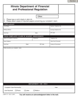 Illinois Complaint Intake Report