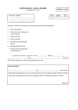 Casual Trader Intimation Form
