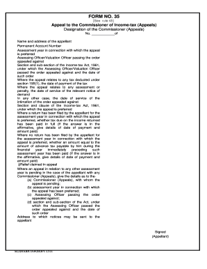 Income Tax Appeal Form 35