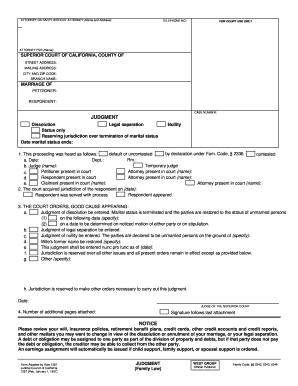 California Divorce Judgment Form