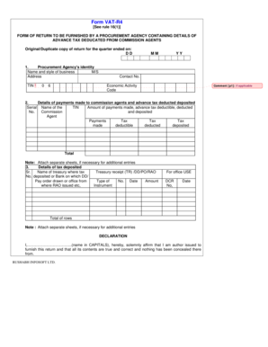 VAT-R4 Form for Advance Tax Deduction