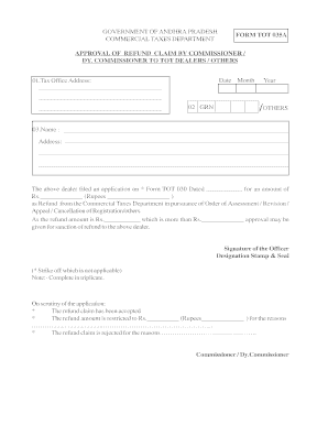 Andhra Pradesh Refund Claim Approval Form