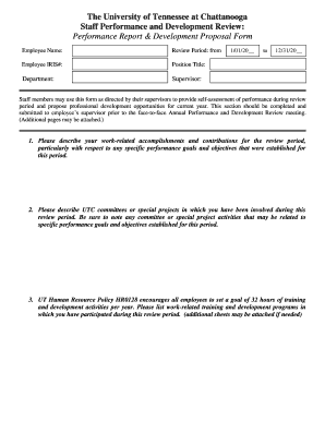 University Staff Performance and Development Review Form