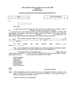 Assam Value Added Tax Demand Notice