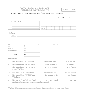 Andhra Pradesh VAT 209 Form