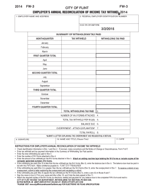 City of Flint Employer Annual Income Tax Reconciliation