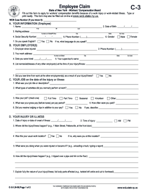 New York Employee Claim Form C-3