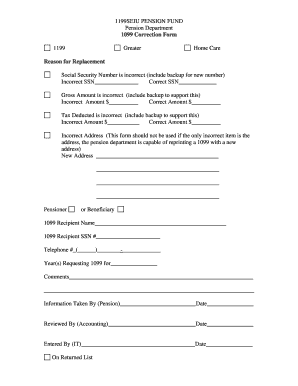 1199SEIU Pension Fund 1099 Correction Form
