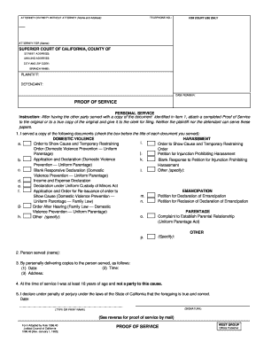 California Proof of Service Form
