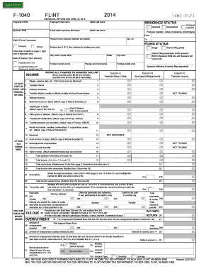 Flint F-1040 Individual Tax Return 2014