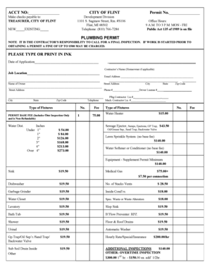 City of Flint Plumbing Permit Application