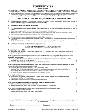 India Tourist Visa Application Form