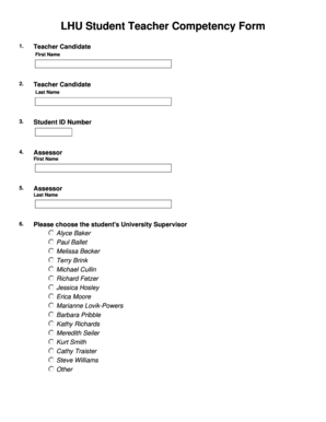 Student Teacher Competency Form