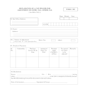 VAT Dealer Adjustment Form