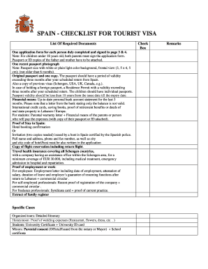 Spain Tourist Visa Checklist