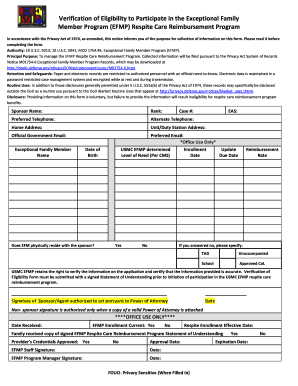 EFMP Respite Care Reimbursement Verification Form