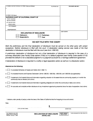 California Declaration of Disclosure