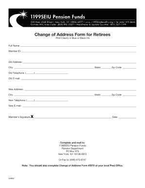 Change of Address Form for Retirees