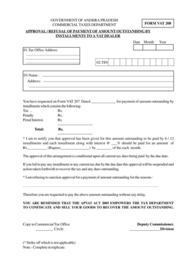 VAT 208 Form