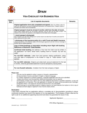 Spain Business Visa Checklist