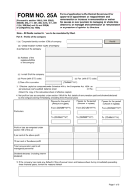 Form 25A Application for Director Remuneration Approval