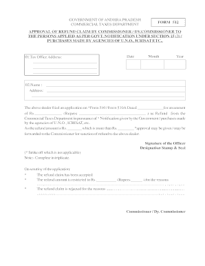 Andhra Pradesh Refund Claim Approval Form