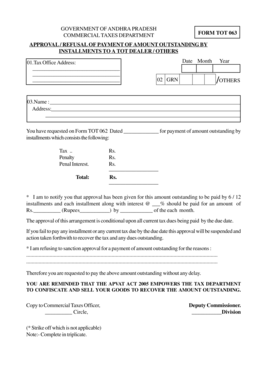 Andhra Pradesh TOT 063 Form