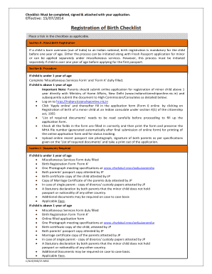 Birth Registration Checklist