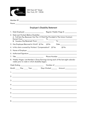 Employer’s Disability Statement