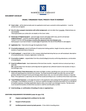 Norway Schengen Visa Application Checklist