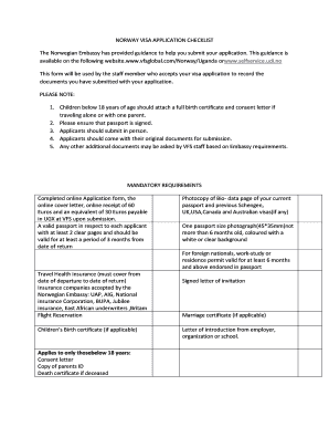 Norway Visa Application Checklist