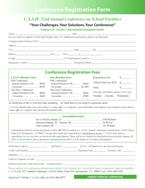 C.A.S.H. 32nd Annual Conference Registration Form
