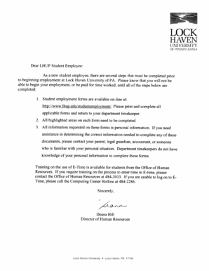 Student Employment Application
