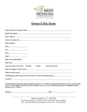 Owner E-Pay Form