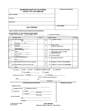 California Civil Deposit Form