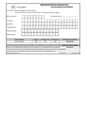 Netherlands VISA Fee Payment Form